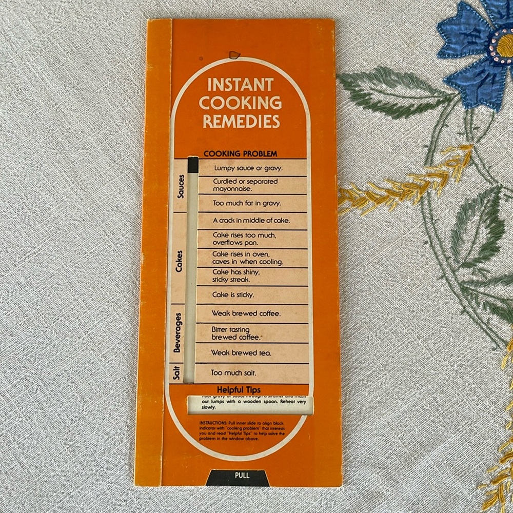 Vintage Instant Cooking Remedies Chart